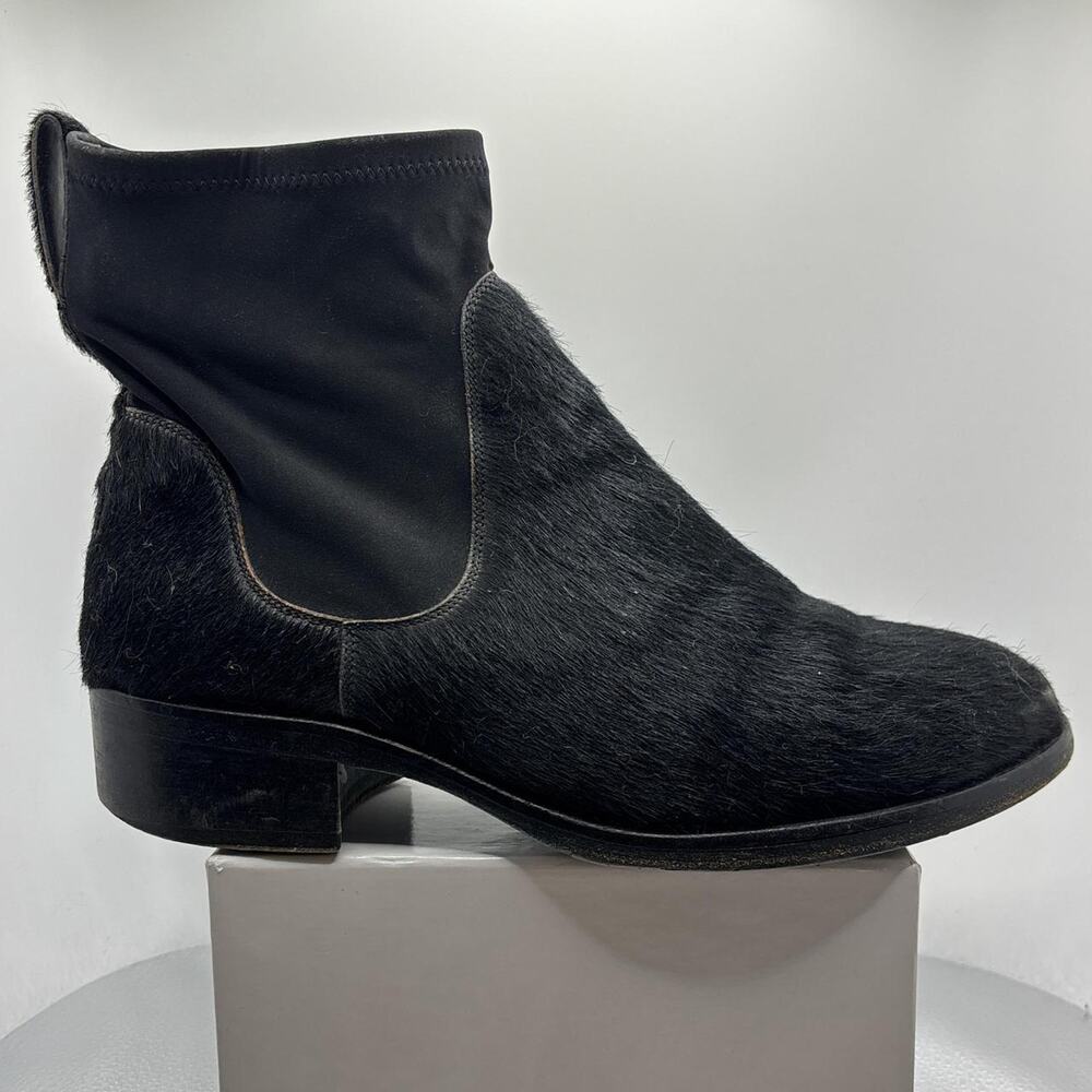 Acne Studios Pony Hair Leather Ankle Boots Black Minimalist Designer EU 38 US 7